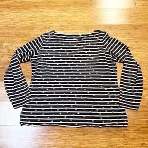 Boden Breton Striped Polka Dot Long Sleeve Top – Navy & White – US 12